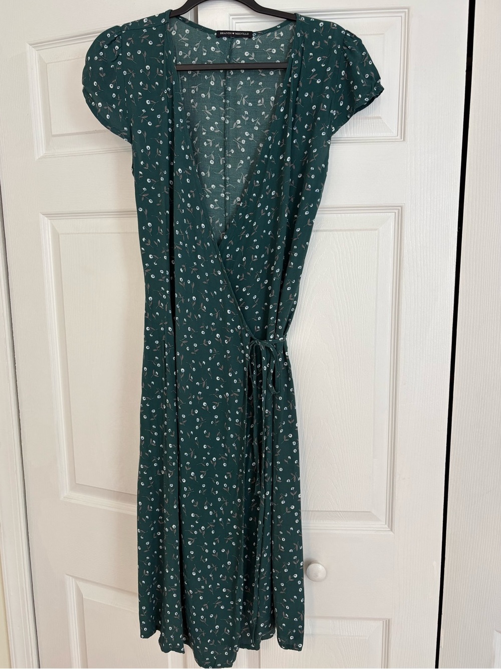 Brandy Melville Dark Green Floral Wrap Dress